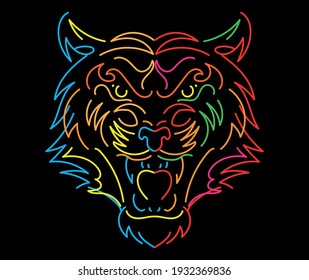 Feline head abstract vector illustration
