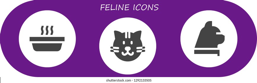  feline icon set. 3 filled feline icons. Simple modern icons about  - Cat