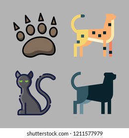 feline icon set. vector set about cheetah, black cat, animal and panther icons set.