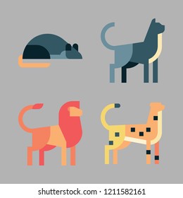 feline icon set. vector set about cat, cheetah, lion and animals icons set.