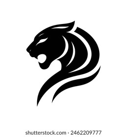 Feline Power Panther Silhouette Logo Illustration Representing Cougar, Puma, and Jaguar