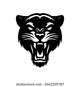 Feline Power Panther Silhouette Logo Illustration Representing Cougar, Puma, and Jaguar