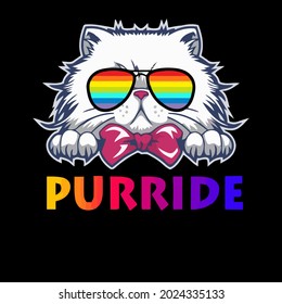 feline the purride gay pride cat kitten sunglasses wo rolled design vector illustration for use in design and print wall art poster canvas