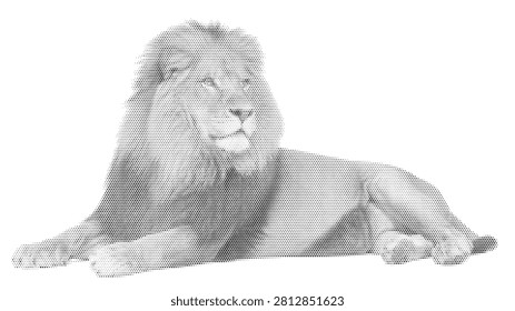 feline white black dotted design graphic illustration vector wildlife predator wild nature feline majestic lion king cat halftone