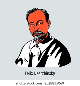 Felix Dzerzhinsky - Russian and Polish revolutionary, Soviet statesman and party figure. Hand drawn vector illustration