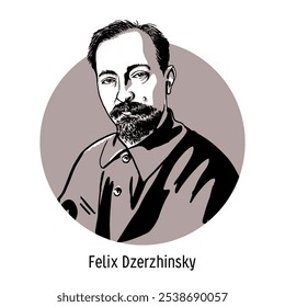 Felix Dzerzhinsky was a Russian and Polish revolutionary, Soviet statesman and party leader. Hand drawn vector illustration