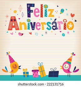 Feliz Aniversario Portuguese Happy Birthday card