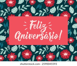 Feliz Aniversario. Translation from Portuguese - Happy Birthday. Perfect design for greeting cards, posters and social media. Portuguese Lettering.