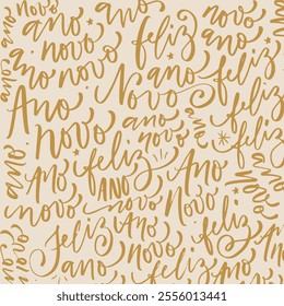 Feliz Ano Novo. Happy new year pattern for gift paper. Vector.