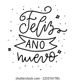 Feliz ano nuevo. Christmas hand drawn modern brush lettering. Christmas lettering typography for holiday greeting card.