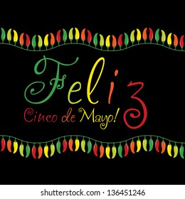 "Feliz Cinco de Mayo" (Happy 5th of May) chilli card in vector format.