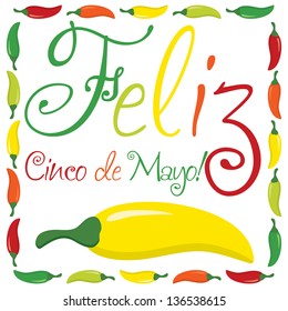 "Feliz Cinco de Mayo" (Happy 5th of May)  card in vector format.