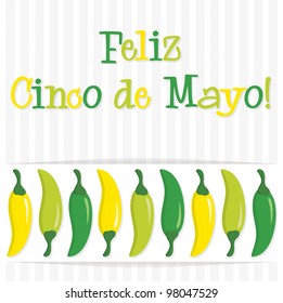 "Feliz Cinco de Mayo" (Happy 5th of May) chilli card in vector format.