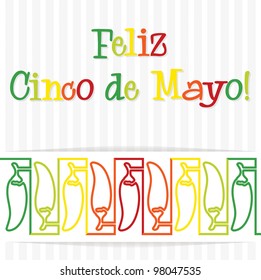 "Feliz Cinco de Mayo" (Happy 5th of May) chilli card in vector format.