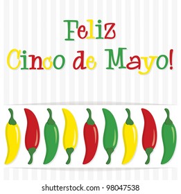 "Feliz Cinco de Mayo" (Happy 5th of May) chilli card in vector format.