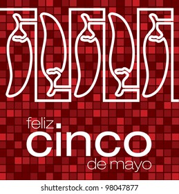 "Feliz Cinco de Mayo" (Happy 5th of May) chilli card in vector format.