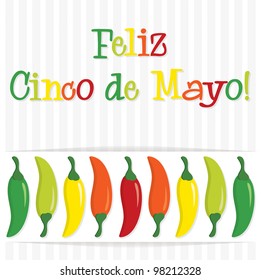 "Feliz Cinco de Mayo" (Happy 5th of May) chilli card in vector format.