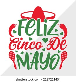 Feliz Cinco De Mayo holiday printable vector illustration