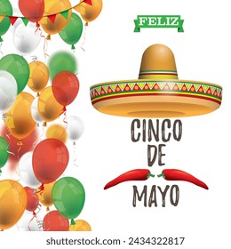 Feliz Cinco de Mayo Sombrero Chili Balloons Side