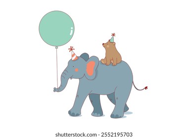 
Feliz cumpleaños colección con animales de dibujos animados. Ilustración vectorial de fiesta de cumpleaños para tarjeta de felicitación, invitación, evento, póster, pegatina, impresiones