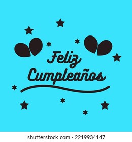 feliz cumpleanos, Happy birthday paper card with color confetti, Spanish. Vector illustration.