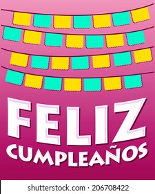 Feliz Cumpleanos - happy birthday spanish text - vector lettering 