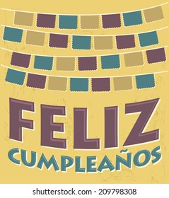 Feliz Cumpleanos - happy birthday spanish text - vector lettering 