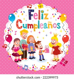 Feliz Cumpleanos - Happy Birthday in Spanish kids card