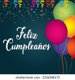 Feliz Cumpleanos - Happy Birthday in Spanish with Balloons Greeting card - Illustration