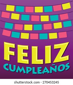 Feliz Cumpleanos - happy birthday spanish text - vector lettering
