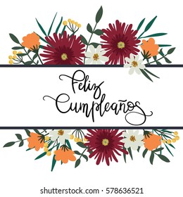 Feliz Cumpleanos Happy Birthday Spanish Hand Stock Vector (Royalty Free ...