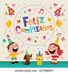 Feliz Cumpleanos - Happy Birthday in Spanish kids greeting card