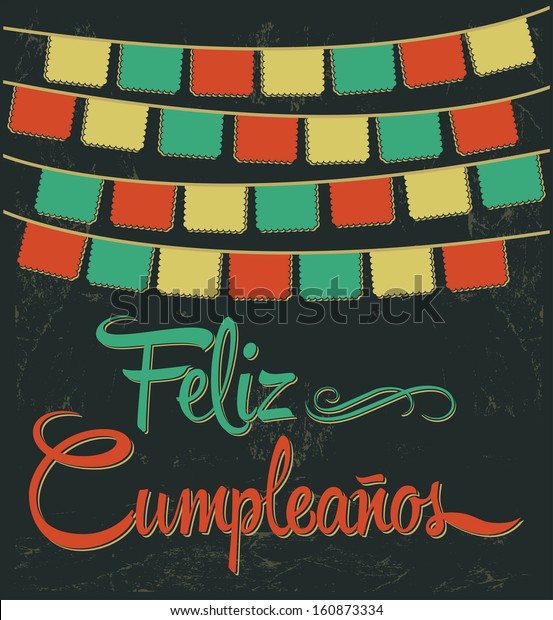 Feliz Cumpleanos Happy Birthday Spanish Text 库存矢量图 免版税