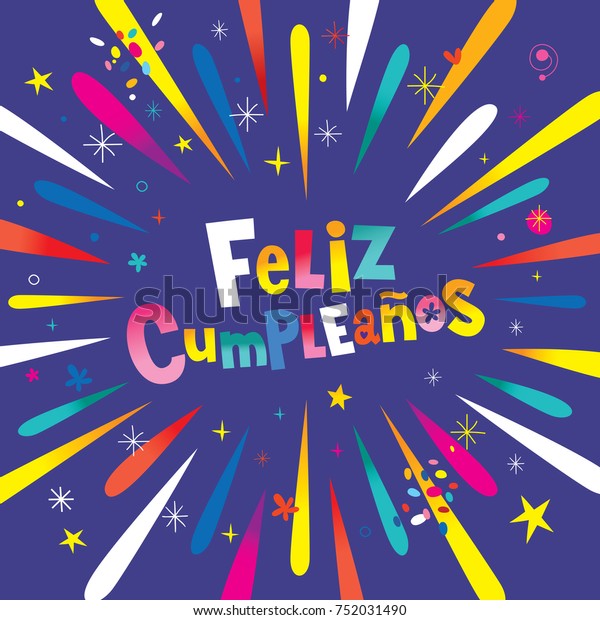 Feliz Cumpleanos Happy Birthday Spanish Card Stock Vector (Royalty Free ...