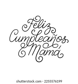 Feliz Cumpleanos Mama translated from Spanish Happy Birthday Mom  hand lettering  vector illustration white background for invitation  greeting card etc 