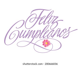 Feliz Cumpleanos Spanish Happy Birthday Hand Lettering vector