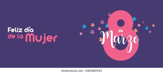 "feliz día de la mujer" means happy women's day illustration