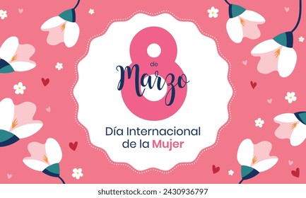 "feliz día de la mujer" means happy women's day illustration