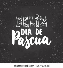 Feliz de la Pascua - lettering on spanish what means Happy Easter calligraphy phrase isolated on the background. Fun brush ink typography for photo overlays, t-shirt print, poster design