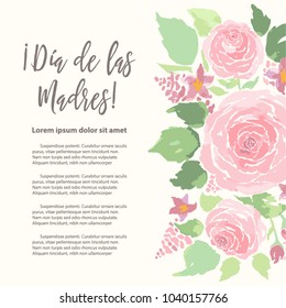 Feliz Día de las Madres (Happy Mother's Day in Spanish) Watercolor Floral Composition - Copy Space