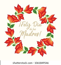 Feliz Día de las Madres (Happy Mother’s Day in Spanish) Floral Greeting Card – Copy Space