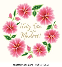 Feliz Día de las Madres (Happy Mother’s Day in Spanish) Floral Greeting Card – Copy Space