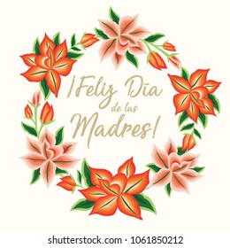 Feliz Día de las Madres (Happy Mother’s Day in Spanish) Floral Greeting Card – Copy Space