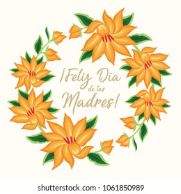 Feliz Día de las Madres (Happy Mother’s Day in Spanish) Floral Greeting Card – Copy Space