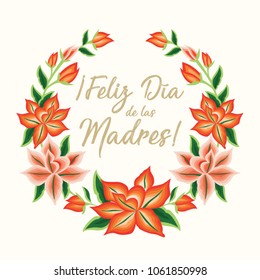 Feliz Día de las Madres (Happy Mother’s Day in Spanish) Floral Greeting Card – Copy Space