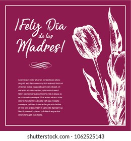 Feliz Día de las Madres (Happy Mother’s Day in Spanish) Tulip Flowers Greeting Card – Copy Space