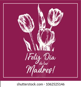 Feliz Día de las Madres (Happy Mother’s Day in Spanish) Tulip Flowers Greeting Card – Copy Space