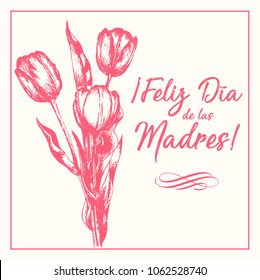 Feliz Día de las Madres (Happy Mother’s Day in Spanish) Tulip Flowers Greeting Card – Copy Space