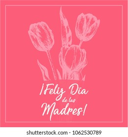 Feliz Día de las Madres (Happy Mother’s Day in Spanish) Tulip Flowers Greeting Card – Copy Space