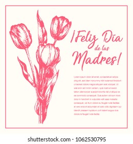 Feliz Día de las Madres (Happy Mother’s Day in Spanish) Tulip Flowers Greeting Card – Copy Space